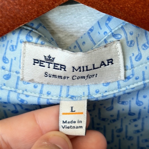 PETER MILLAR SUMMER COMFORT WEST BAY CLUB BLUE GOLF POLO MENS LARGE - Picture 8 of 9
